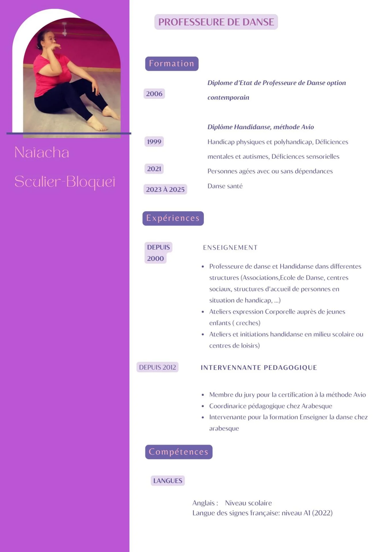 Cv professionnel simple violet blanc